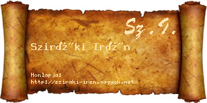 Sziráki Irén névjegykártya
